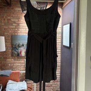 CATHERINE DEAN charcoal navy silk jersey tank dress. NWOT. Large.